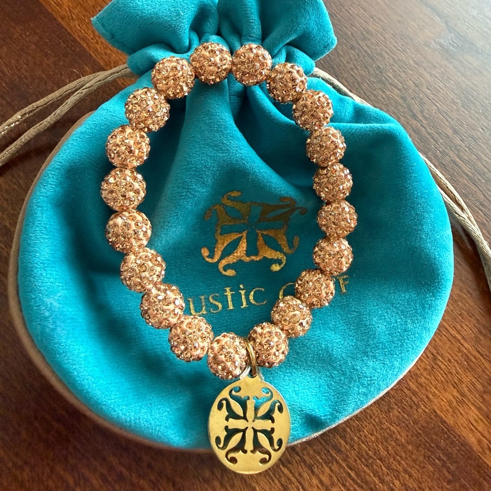 Rustic Cuff Original Style Emerson Stretch Bracelet in Rose Gold Beads